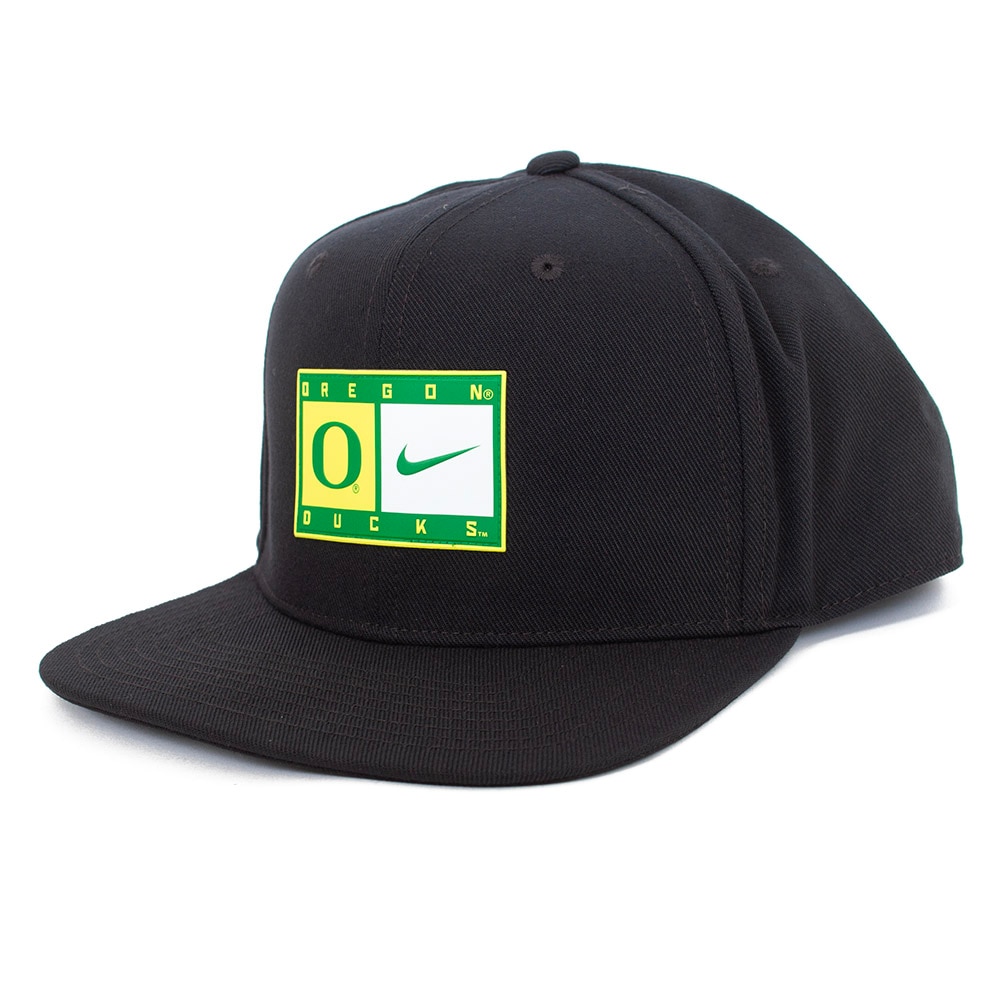 Classic Oregon O, Nike, Black, Flatbill, Performance/Dri-FIT, Accessories, Unisex, Structured, Pro, Snapback, Patch, Adjustable, Hat, 916387